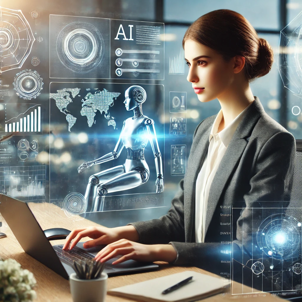 El Test Definitivo: ¿Qué Emprendimiento Online Encaja Contigo? 5 Mujer trabajondo con IA