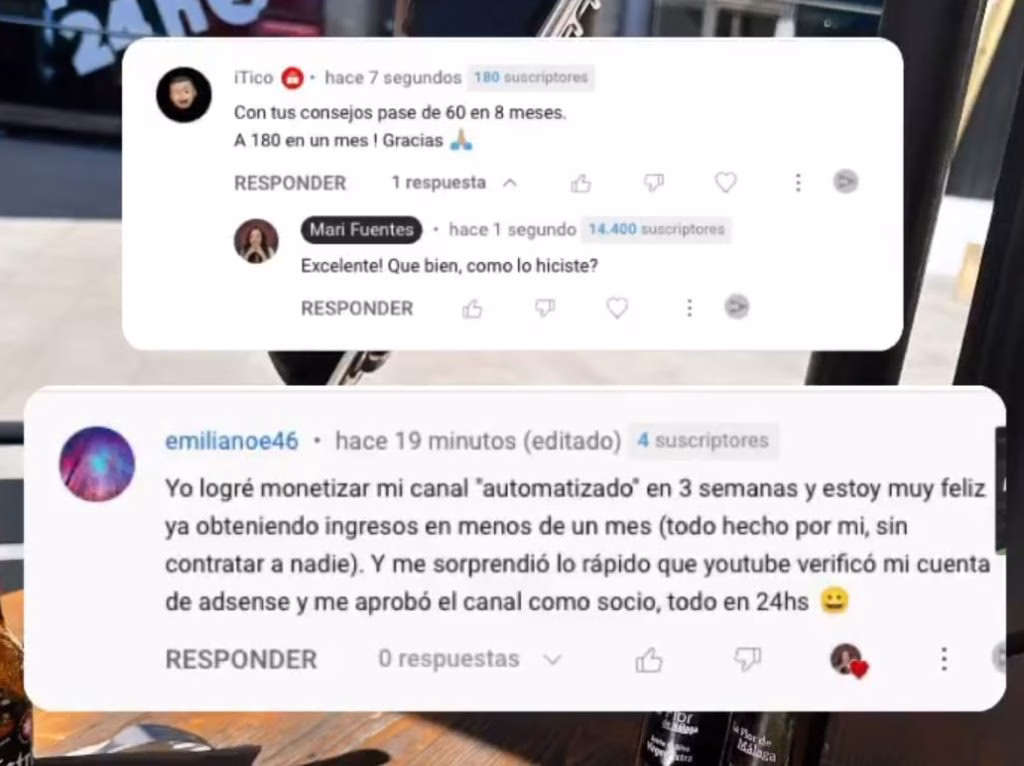opinion de un alumno del curso Monetizatube